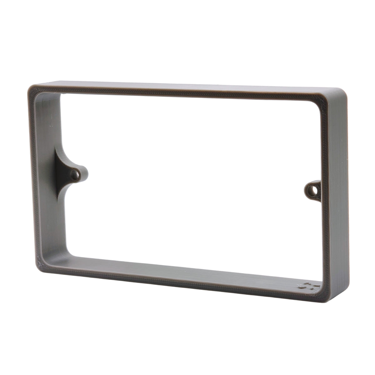 Grey 2-gang socket spacer, 20mm depth, close-up of the surface finish