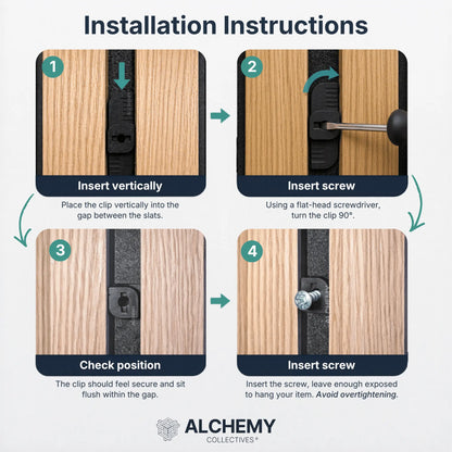 Acoustic Wall Panel Clips (No Drill Fixing) - Alchemy Collectives