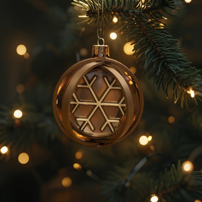 Rotating Snowflake Bauble - Modern Christmas Tree Ornament (Bronze, Copper, Gold, Silver)