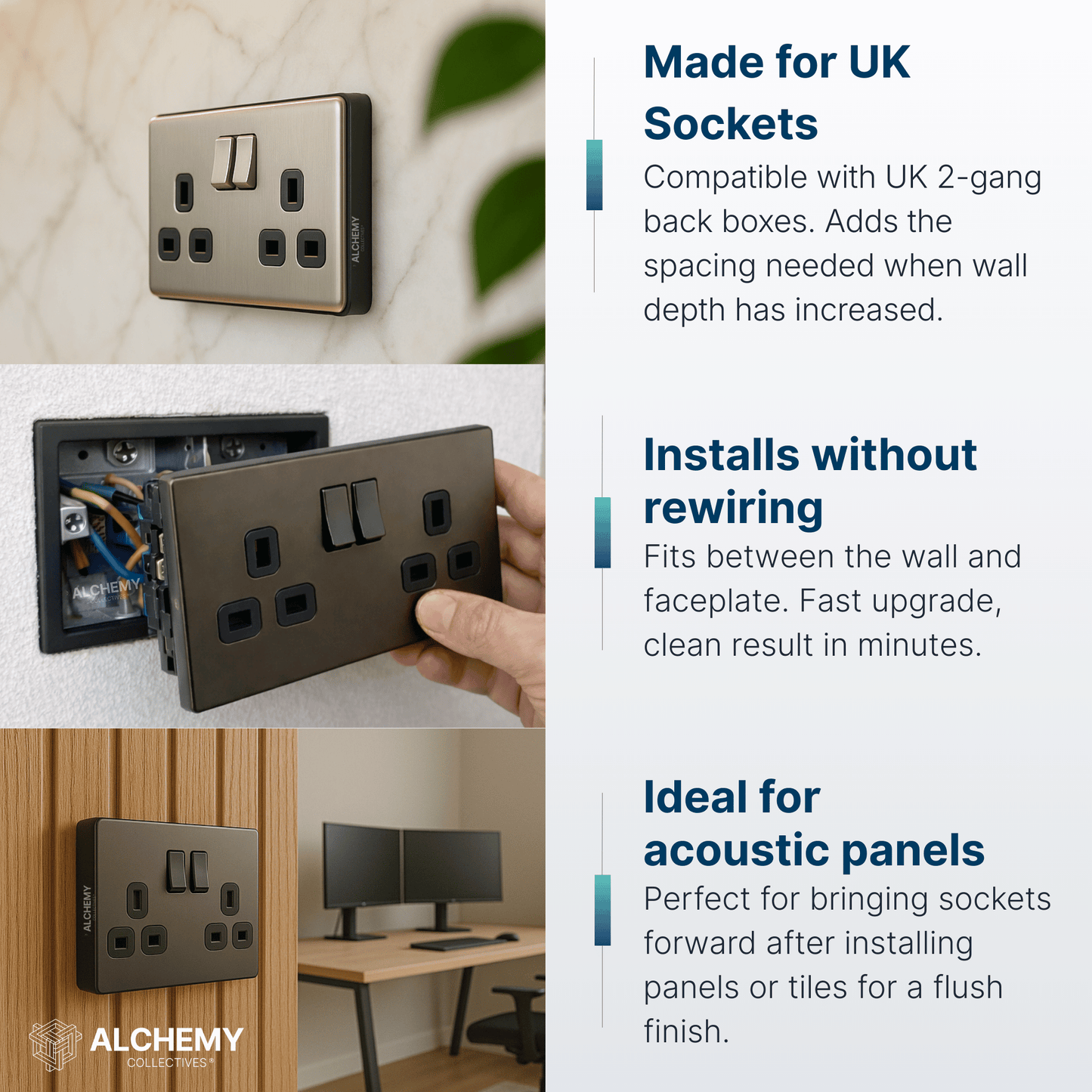 Schwarze Sockelabstandshalter für Akustikwandpaneele