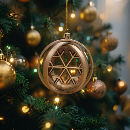 Rotating Snowflake Bauble - Modern Christmas Tree Ornament (Bronze, Copper, Gold, Silver)