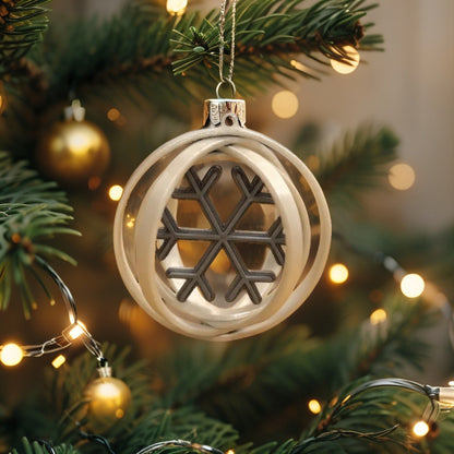 Rotating Snowflake Bauble - Modern Christmas Tree Ornament (Bronze, Copper, Gold, Silver)