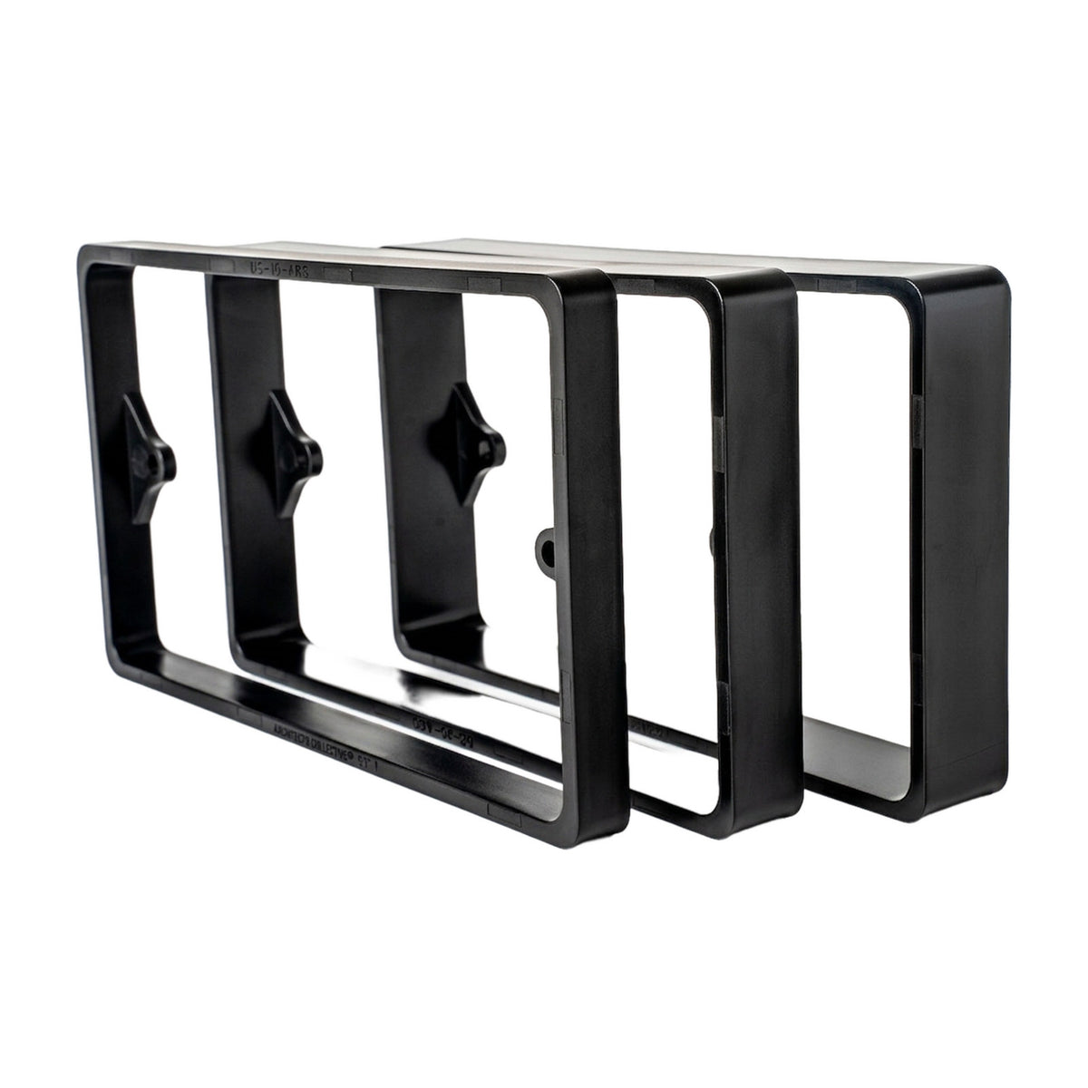 Alchemy Collectives black double socket spacers in 10mm, 15mm and 20mm depths, side by side