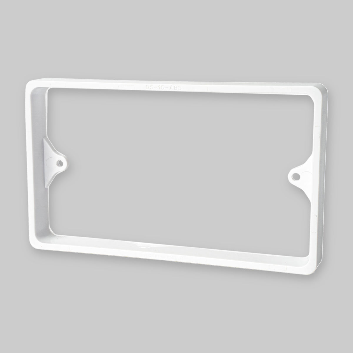 Alchemy Collectives 15mm white double socket spacer (2 gang back box extender), front view