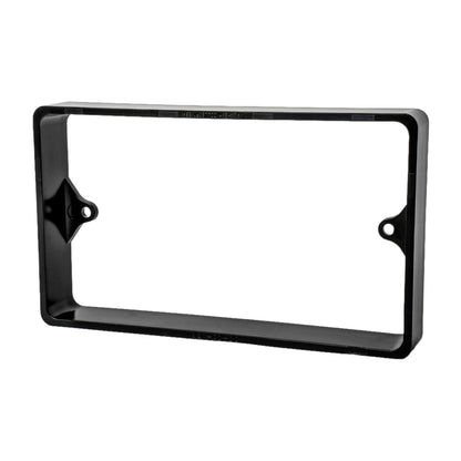 Alchemy Collectives 20mm black double socket spacer (2 gang back box extender), front view