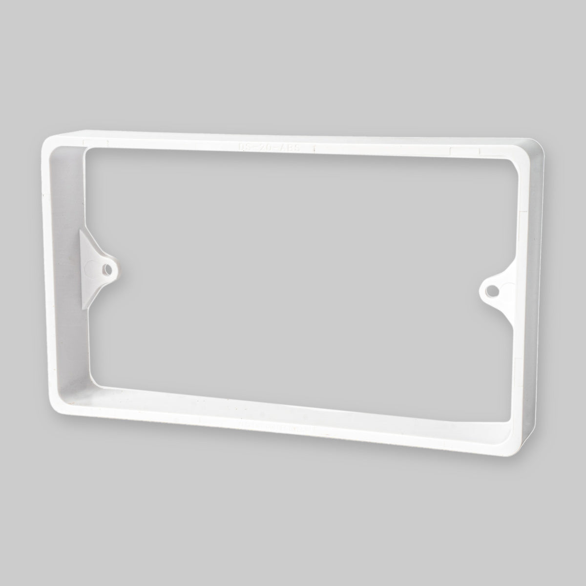 Alchemy Collectives 20mm white double socket spacer (2 gang back box extender), front view