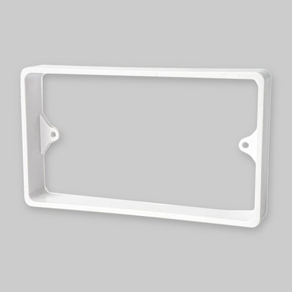 Alchemy Collectives 20mm white double socket spacer (2 gang back box extender), front view