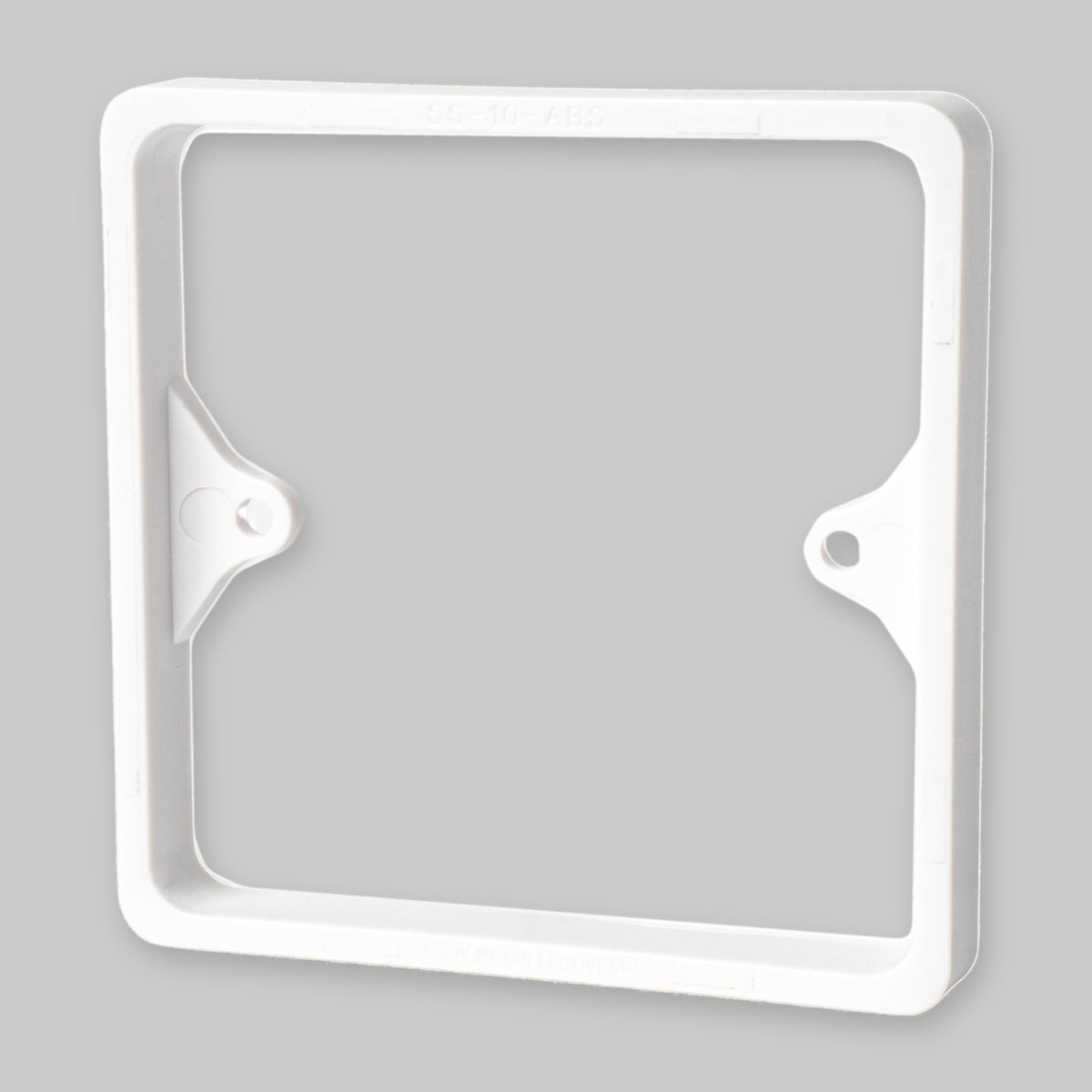Alchemy Collectives 10mm white single socket spacer (1 gang back box extender), front view