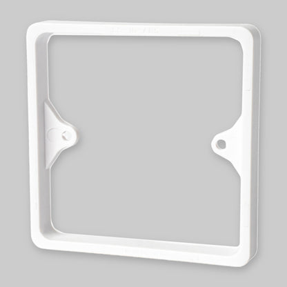 Alchemy Collectives 10mm white single socket spacer (1 gang back box extender), front view