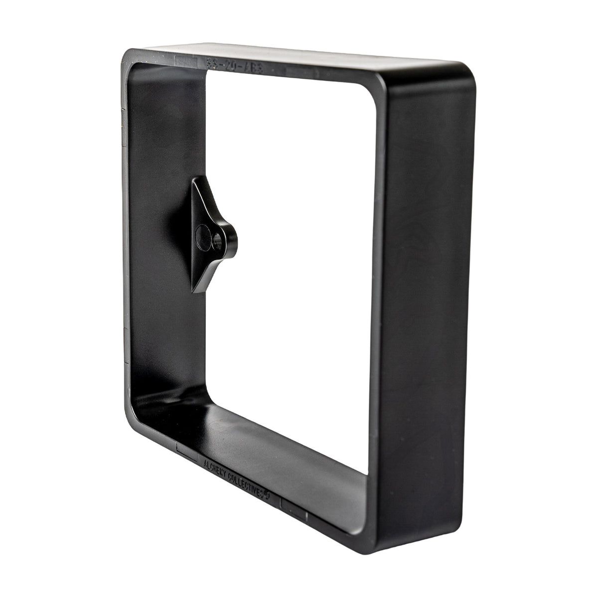 Alchemy Collectives 20mm black single socket spacer (1 gang back box extender), front angled view