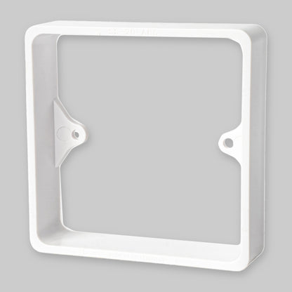Alchemy Collectives 20mm white single socket spacer (1 gang back box extender), front view