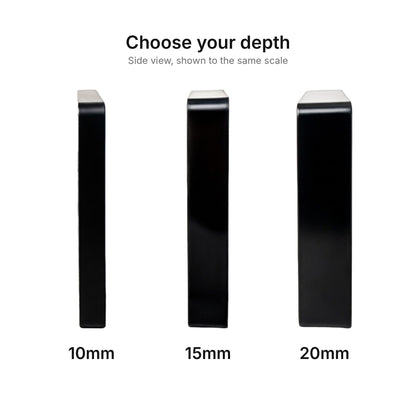 Side view of the 10mm, 15mm and 20mm socket spacer depths, shown to the same scale